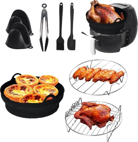 Set di accessori per Airfryer 8 pezzi - incluso rivestimento in silicone e guanti - per forni a vapore 8 pollici