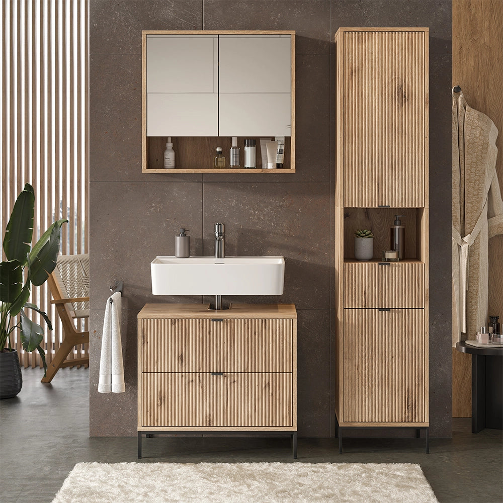 Vicco Set di mobili da bagno Quercia vichinga 3 parti