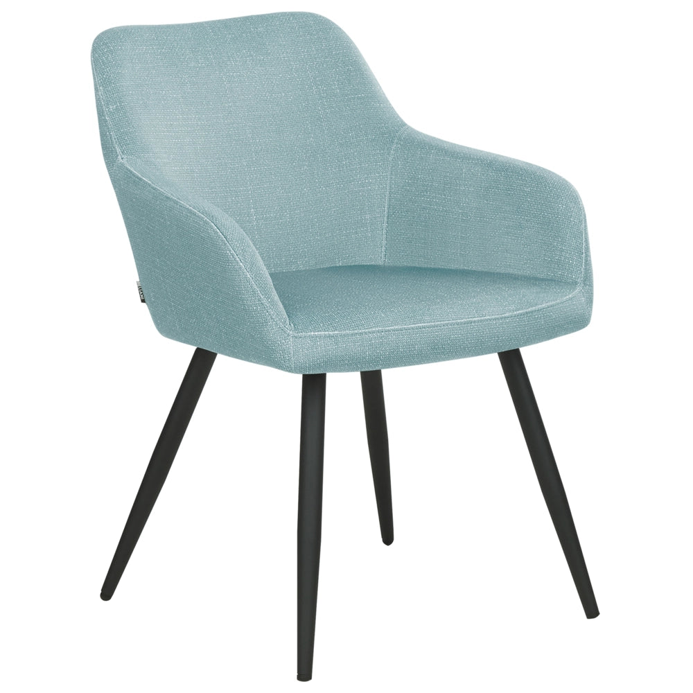 Set di 2 sedie imbottite in velluto azzurro con gambe in metallo soggiorno cucina