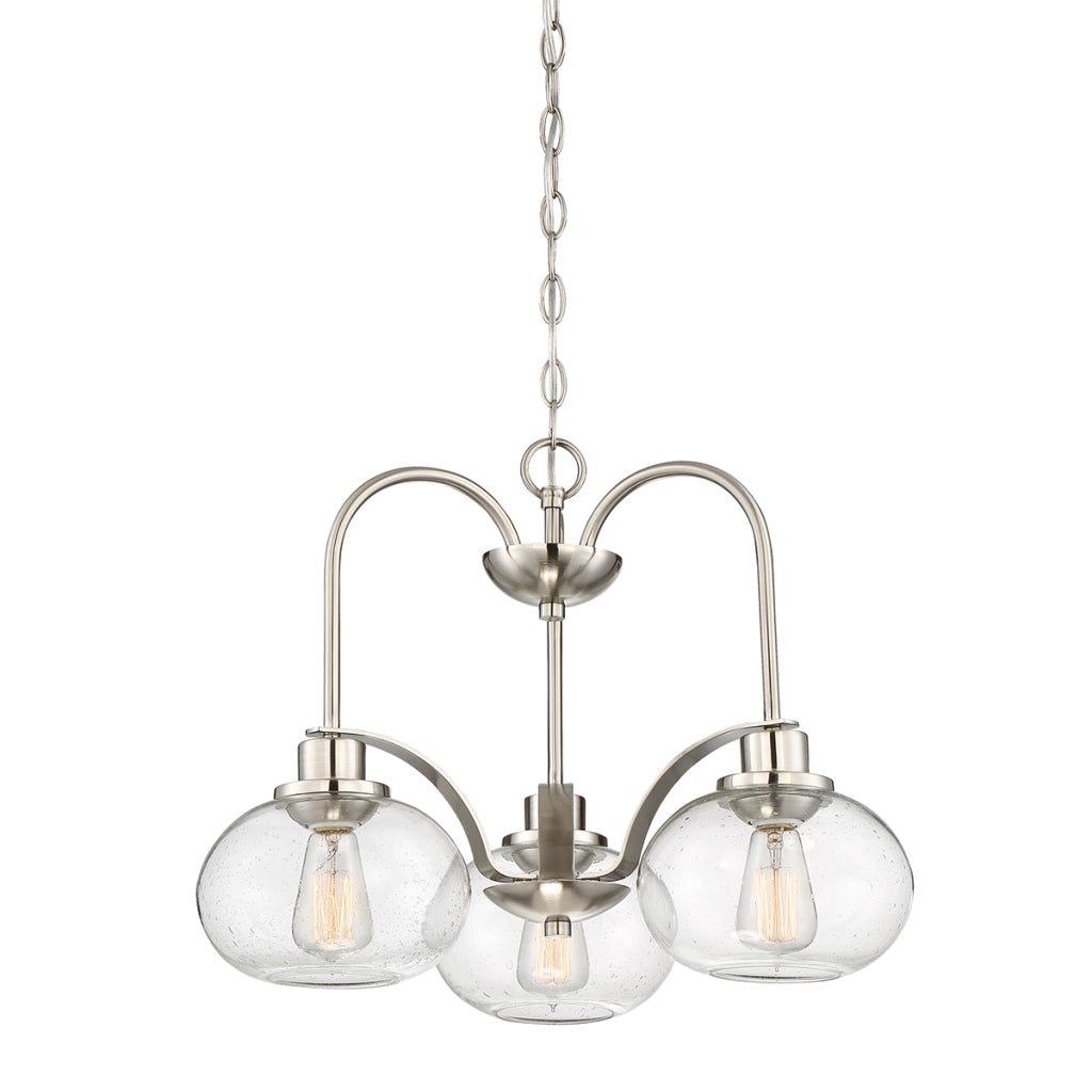 Lampadario vetro trasparente nichel Trilogy 3xE27 Quoizel