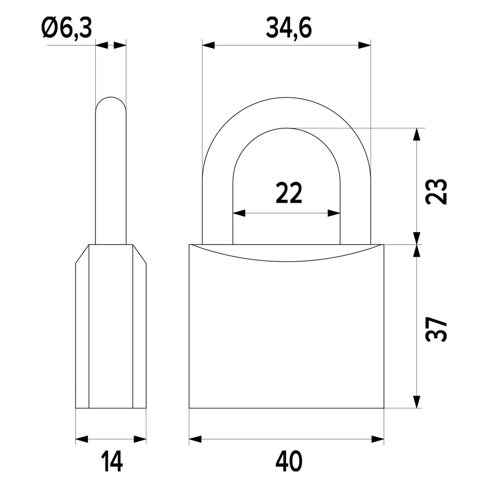 LUCCHETTO RETTANGOLARE mm 40- 10 pezzi  - ISEO