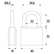 LUCCHETTO RETTANGOLARE mm 40- 10 pezzi  - ISEO