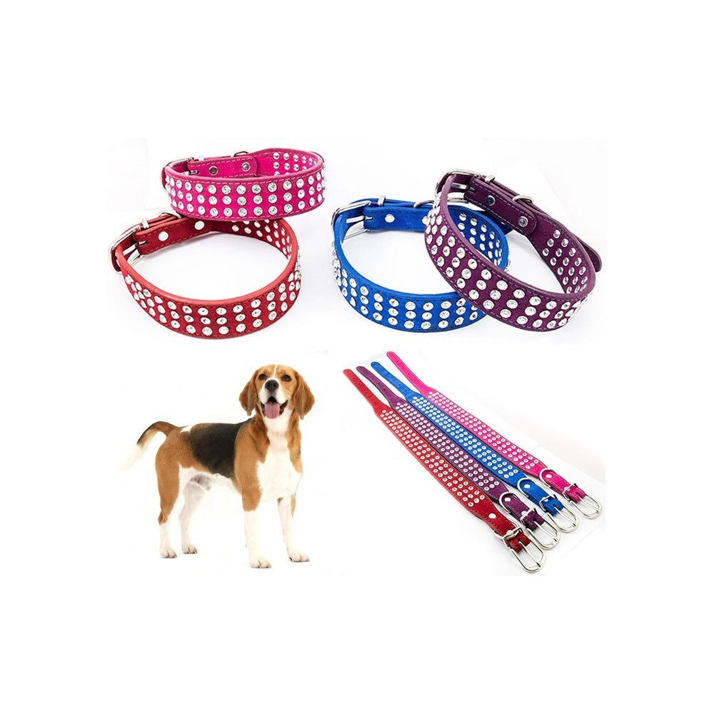 Trade Shop - Collare Per Cane Cani Con Strass E Brillantini Brillantinato Taglia Media -