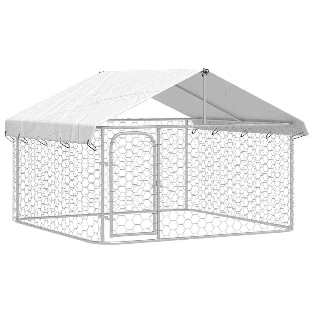Cuccia/gabbia/recinto per animali domestici da esterno con tetto 200 x 200 x 150 cm argento 02_0041907