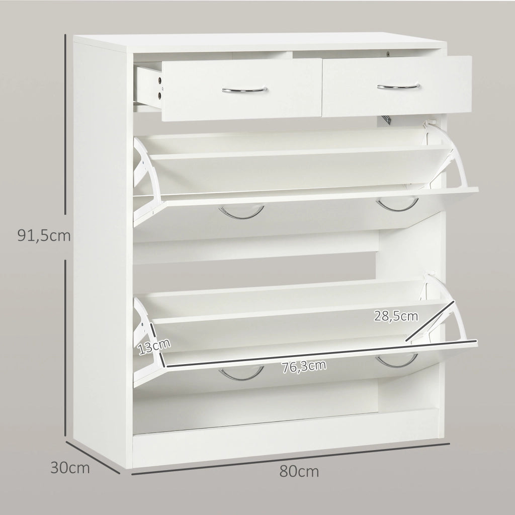 Armadio per scarpe con 2 cassetti ¨C Zephmum ¨C Bianco 80x30x91,5 cm