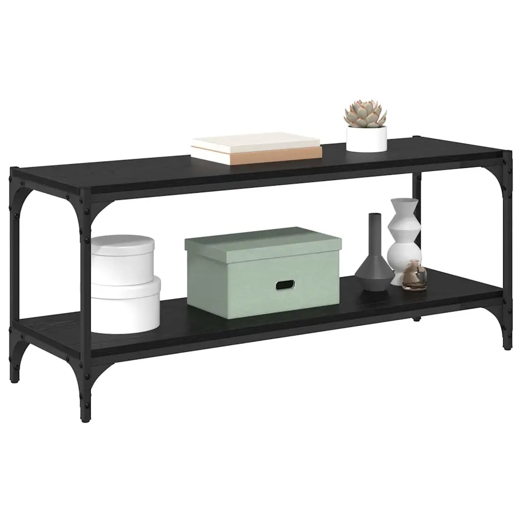 Mobile TV-Credenza per TV-Console TV Rovere Nero 100x33x41cm Legno ingegnerizzato e ferro