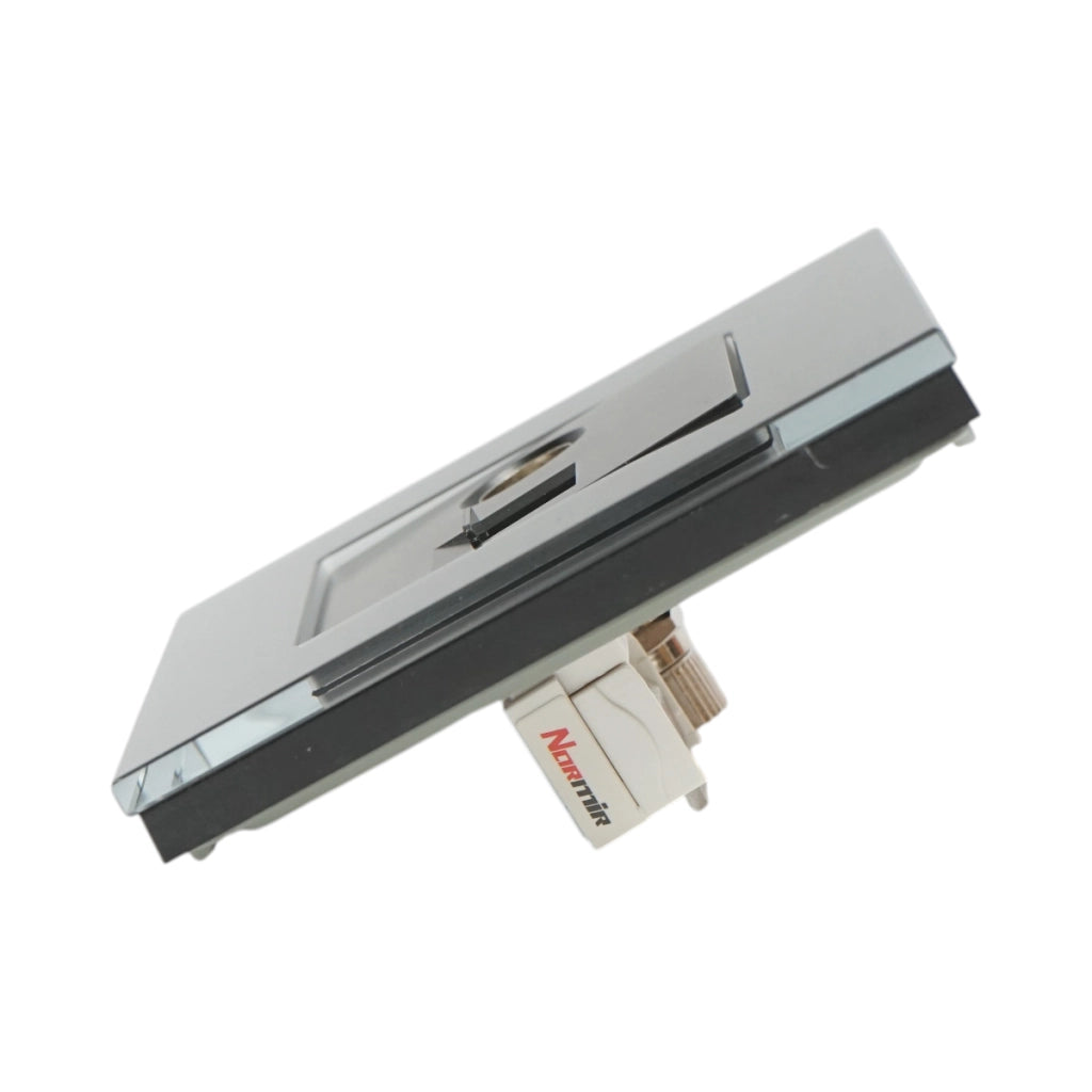 Presa TV + internet CAT5e RJ45, cornice in vetro nero 86x86mm
