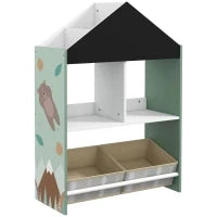 Scaffale Portagiochi per Bambini con Ripiani e Cassetti Rimovibili, Verde