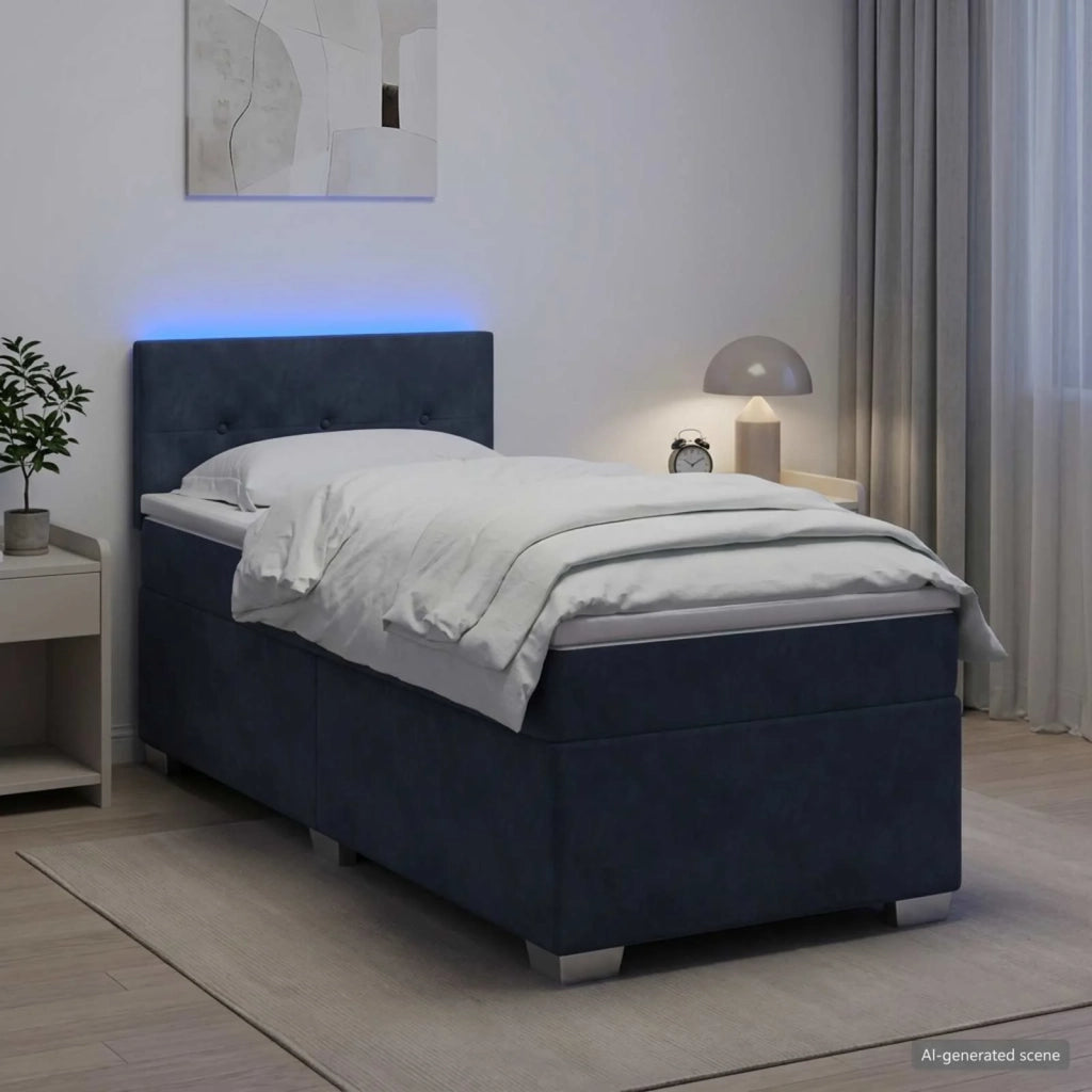 Letto con Box Spring, Materasso e LED Grigio Scuro 90 x 200 cm 3452103