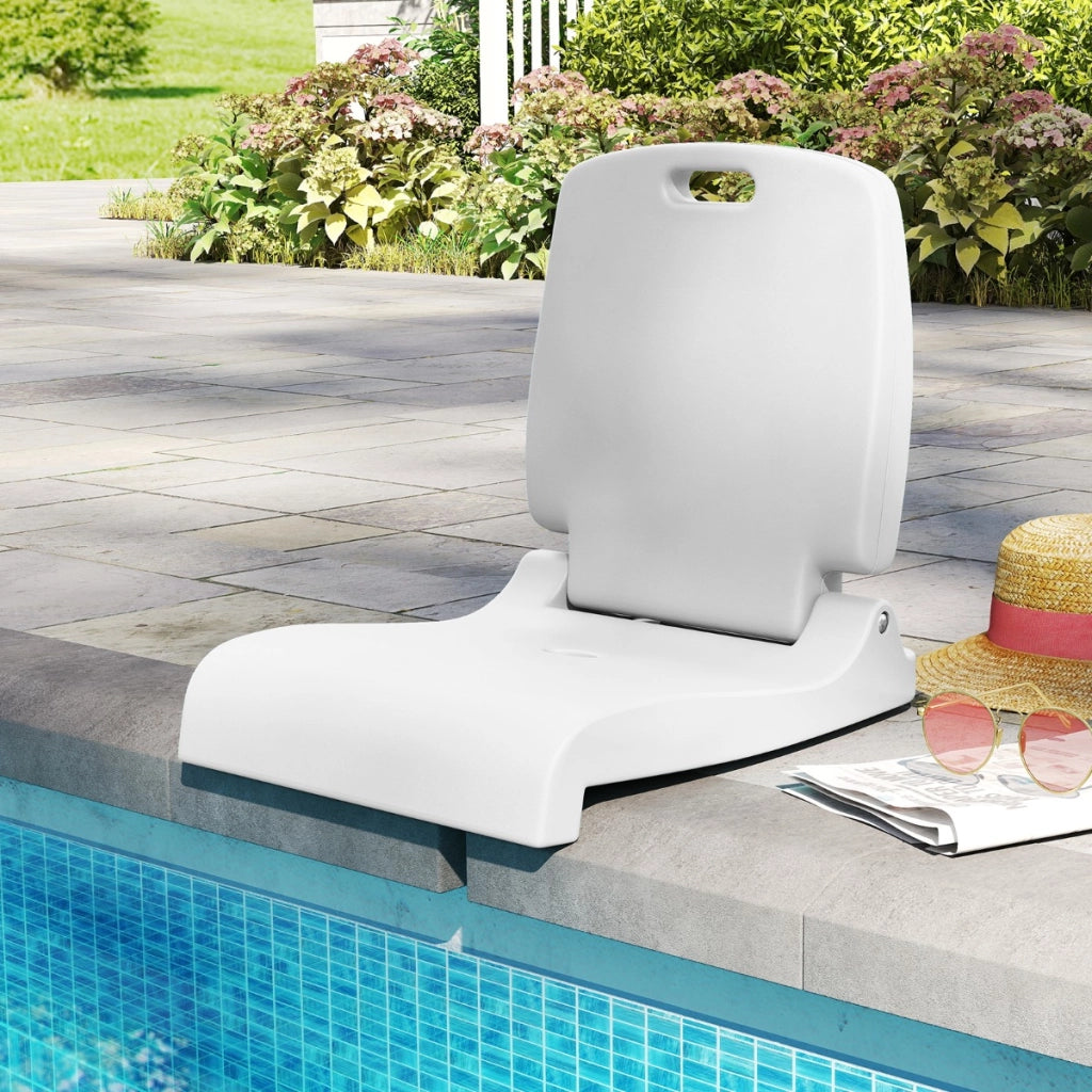 Sedia pieghevole da esterno con maniglia e supporto per ia schiena, Sedie da piscina per bordo piscina foro di drenaggio Bianco-Poltrone e sdraio