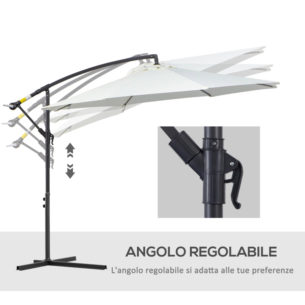 Ombrellone da Giardino Decentrato in Acciaio Ø3m  Bianco