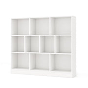 Libreria a 10 cubi con 2 kit anti-ribaltamento, Organizzatore di stoccaggio a 3 ripiani in legno alto 104cm Bianco-Librerie