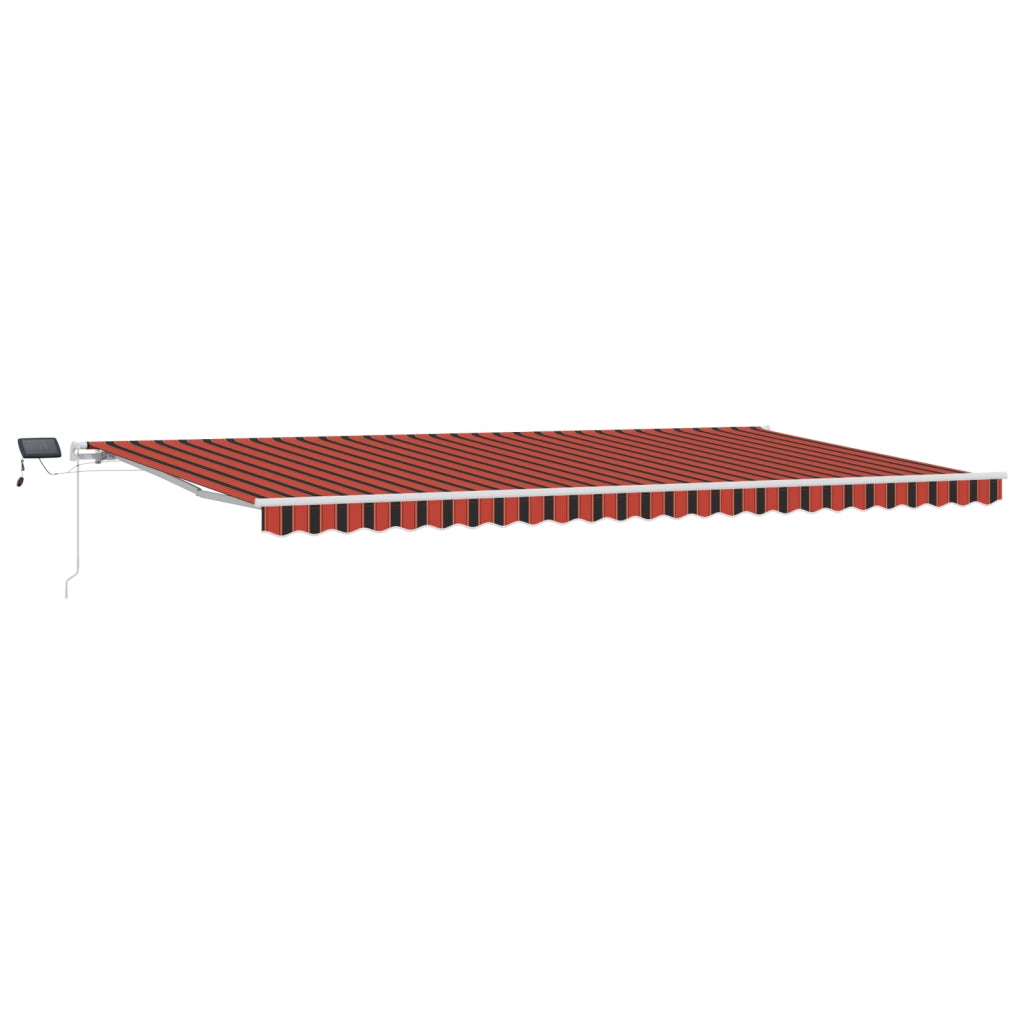 Tenda Retrattile Manuale con LED Arancione e Marrone 600x300 cm