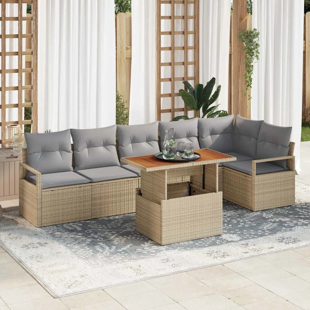 Set da Pranzo per Giardino con cuscino 7 pcs Beige e grigio 3349720