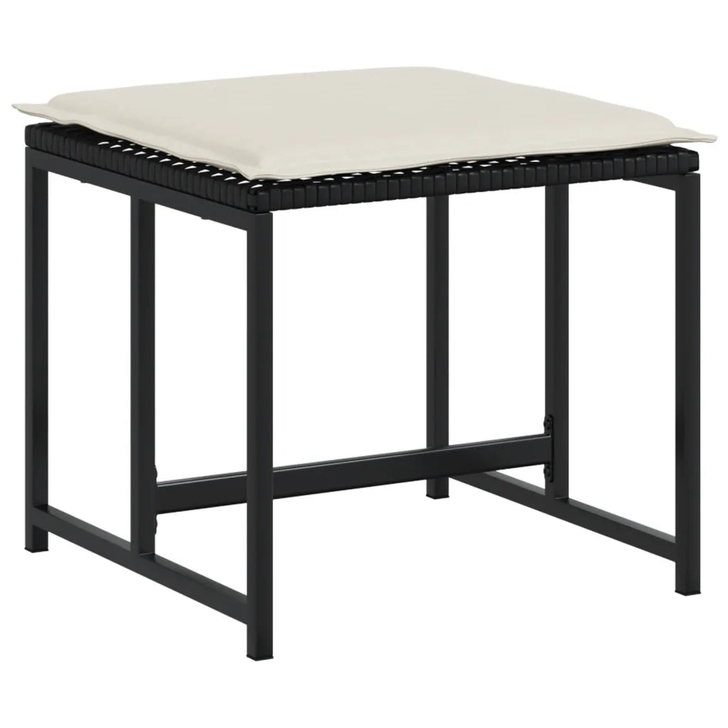 Set da Pranzo da Giardino 15 pz con Cuscini Nero in Polyrattan 3295071