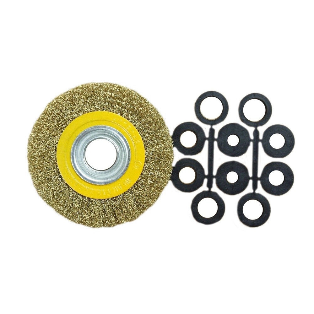 Trade Shop - Spazzola Circolare Disco Fili Acciaio 150 Mm 6'' Per Smerigliatrice Mola Da Banco -