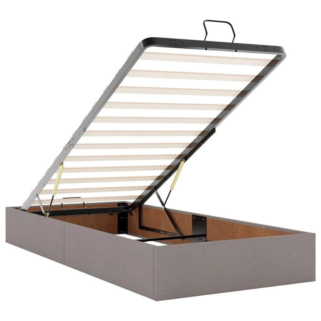 Letto Ottomano con Materasso e LED Tortora 100 x 200 cm Tessuto 3456971