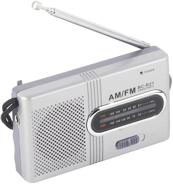Radio FM/AM con altoparlante integrato - Radio portatile mini - Antenna telescopica - Leggero - Ideale per viaggi - Dimensioni 9,5 x 5,8 x 2 cm