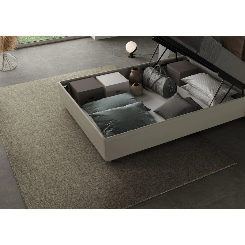 Letto imbottito Piazza e mezzo 120x200 cm Large - Similpelle,Cappuccino,Contenitore