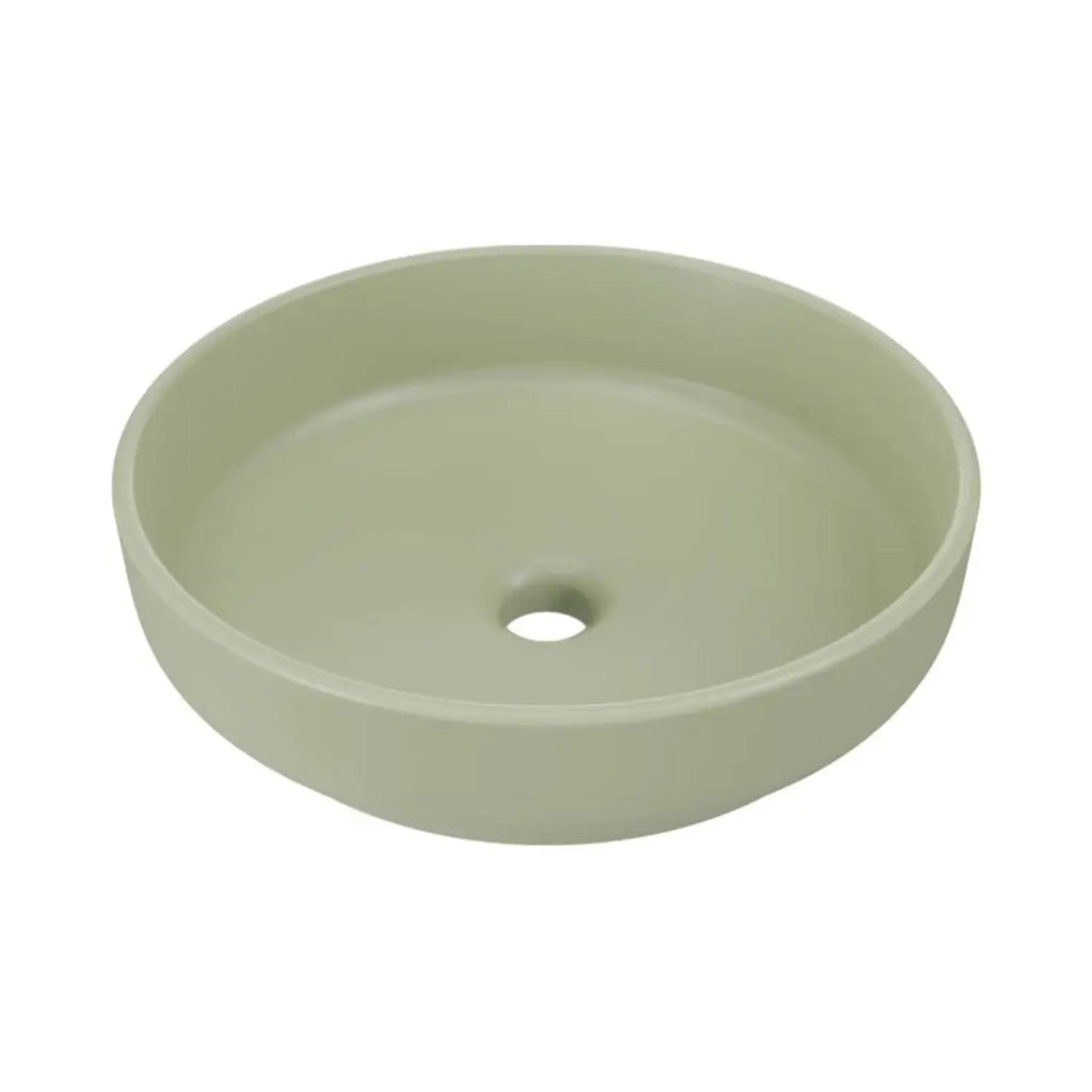 Set da bagno sospeso NATURA 60cm: mobile sottolavabo + piano per lavabo + lavabo da appoggio rotondo verde