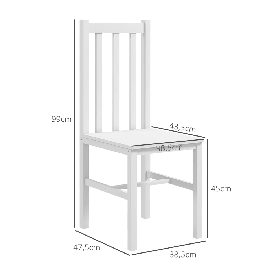 Set di 2 sedie da pranzo in legno bianco, stile country, con schienale a doghe, portata fino a 120 kg