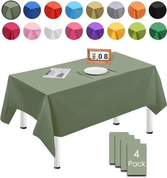 4 pacchi di coperture per tavolo da picnic rettangolari, 137cm x 274cm, verde sabbia, impermeabili e resistenti alle macchie, per feste di compleanno, matrimoni, Natale, feste per bambini, salotti, giardini e feste.