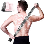 Asciugamano esfoliante per doccia, 2 pezzi, spazzola a rete per la schiena, set di asciugamani esfolianti per rimuovere le cellule epiteliali morte, unisex, nero/rosa