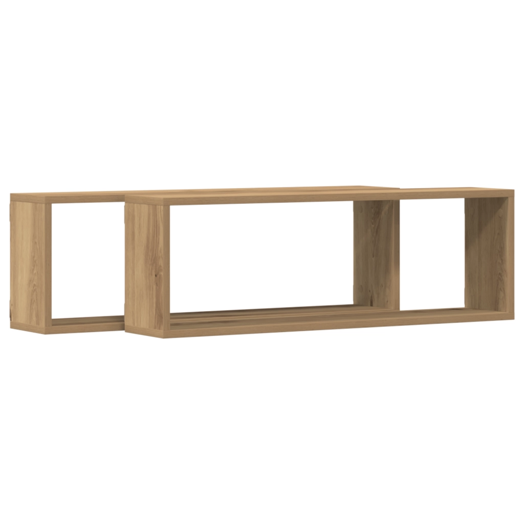 Mensole a parete  2 pezzi in rovere artigianale 80x15x26 cm in legno ingegnerizzato