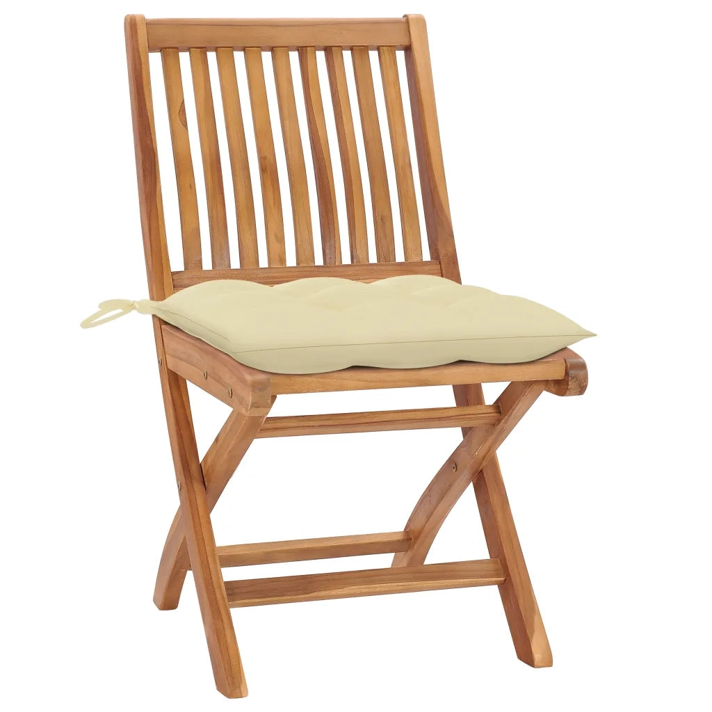Sedie da Giardino Pieghevoli con Cuscini 4 pz Massello di Teak cod mxl 72175