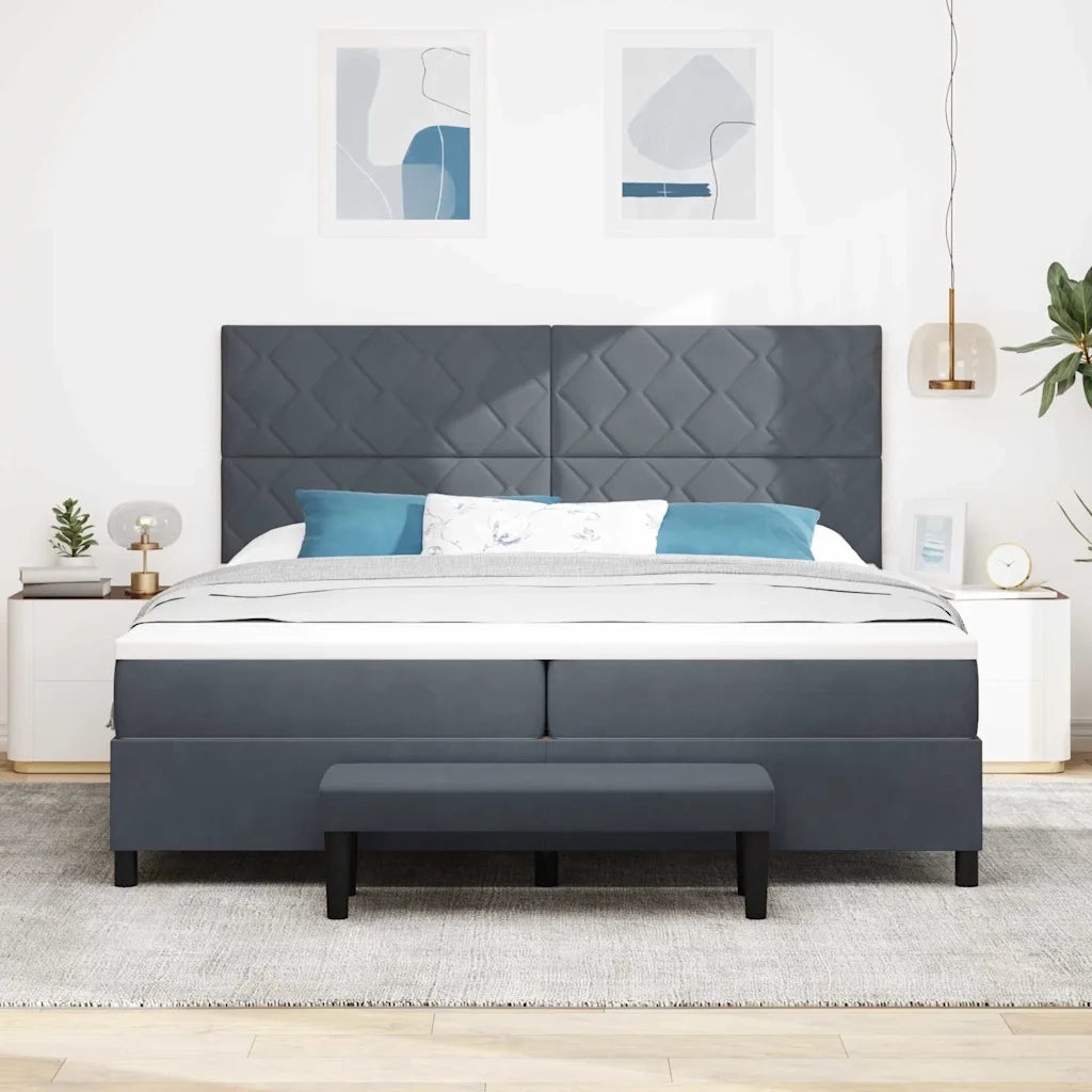 Letto a molle con materasso Grigio scuro 200 x 200 cm Velluto