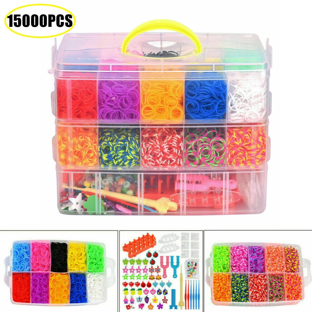 Set Braccialetti per Bambini con Elastici Colorati e Scatola ¨C zephmum ¨C 15000 Pezzi
