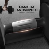 Kit Pesi Regolabili 7-13-18-24 kg con Porta Manubri e Impugnatura Antiscivolo Nero