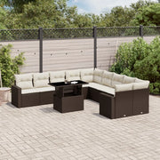 vidaXL Set Divani da Giardino 11 pz con Cuscini Polyrattan Marrone