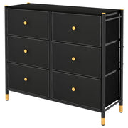 Com¨° per camera da letto con struttura metallica e cassettone, Unit¨¤ organizzatore da terra con cesti Nero 89x30x76,5cm-Cassettiere