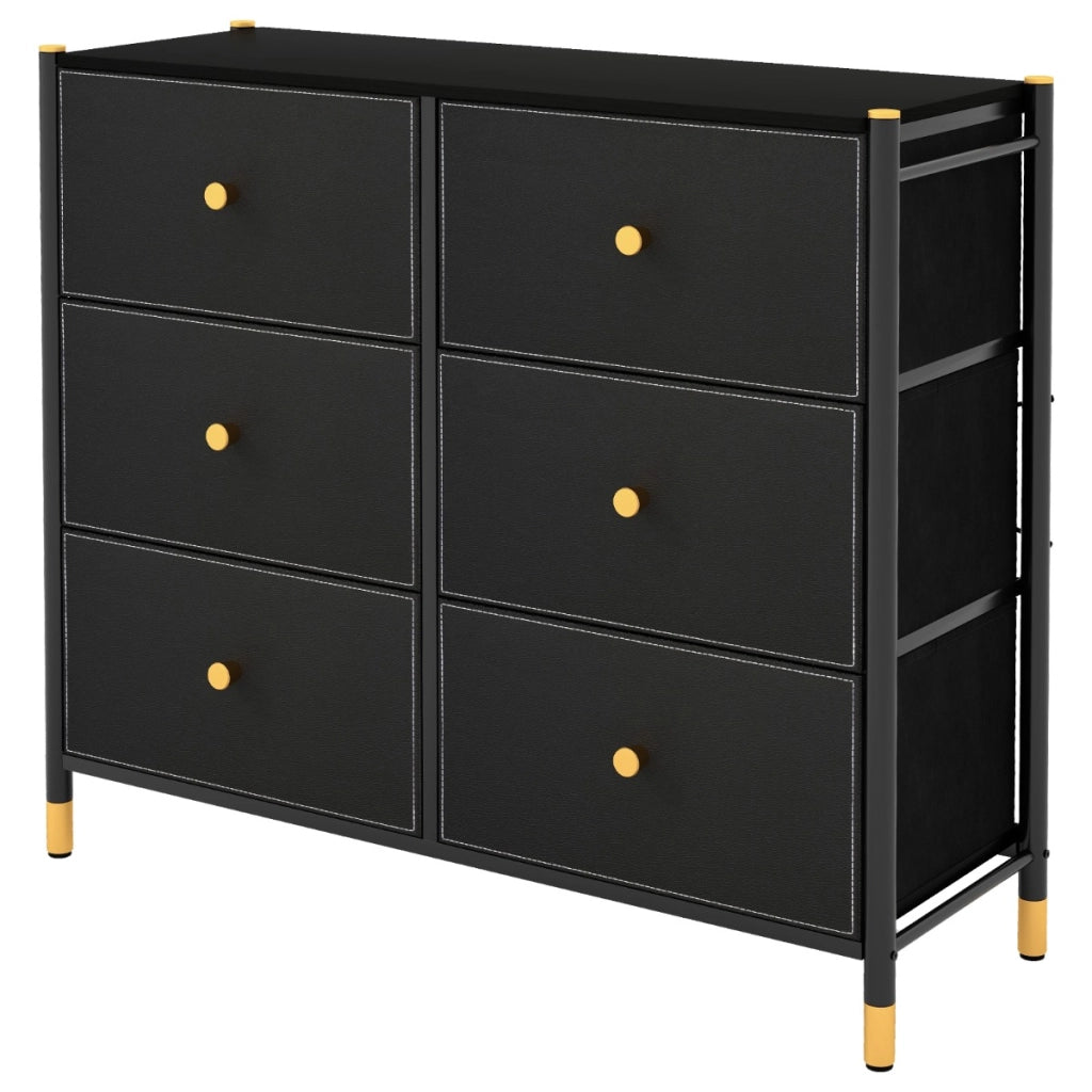 Com¨° per camera da letto con struttura metallica e cassettone, Unit¨¤ organizzatore da terra con cesti Nero 89x30x76,5cm-Cassettiere