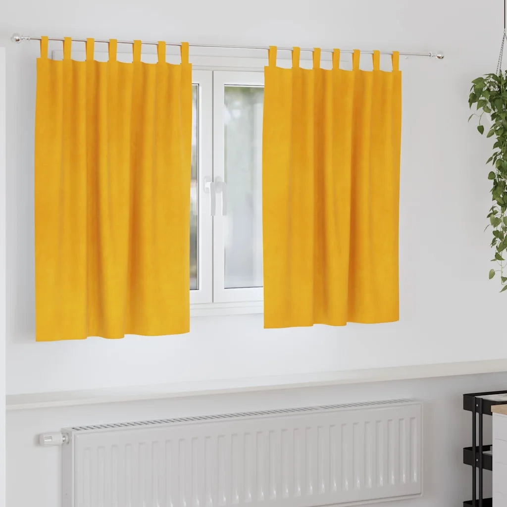 Tende oscuranti 2 pcs Giallo senape 140 x 140 cm Velluto 4107278