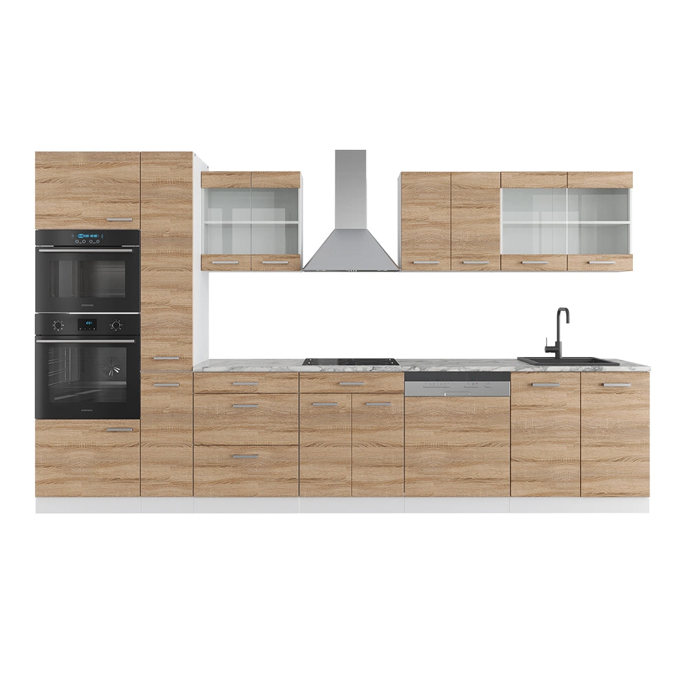 Vicco Cucina componibile Sonoma/Bianco 350 cm con armadio alto, senza piano di lavoro