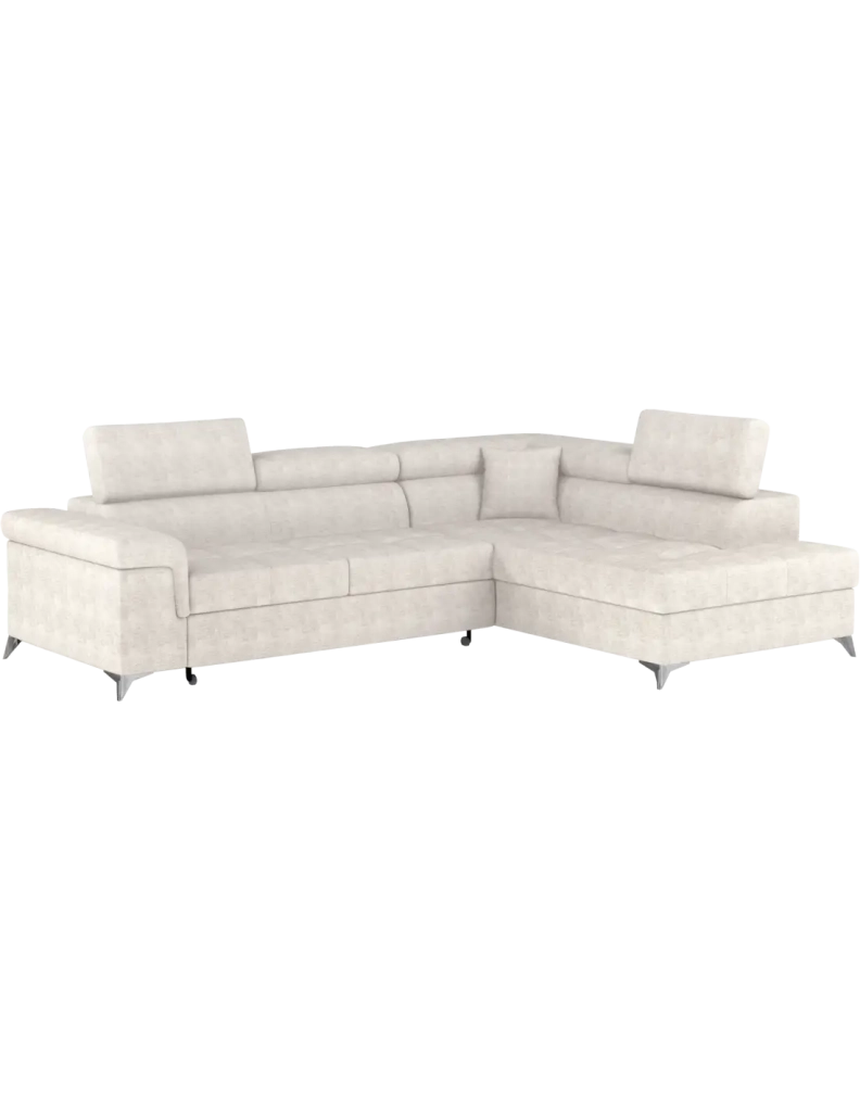 Divano angolare convertibile PALAZZO 4 posti beige - angolo destro con vano contenitore
