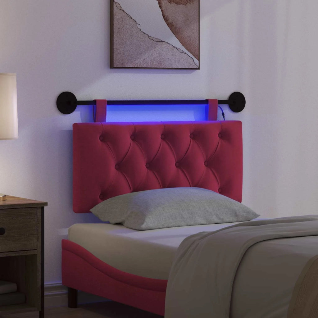 Testiera sospesa Con luce LED Rosso Vino Velluto