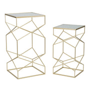 Set di Tavolini VKH595, Oro, Metallo, 50x50x100 cm