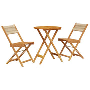 Set da Bistrot 3pz | Set Salotto da Giardino Beige in Polipropilene e Legno Massello