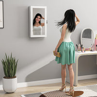 Specchio Portagioie 36,5x9,5x67 cm Armadietto con 2 Chiavi in Legno Bianco