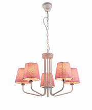 Lampadario Candellux York 5 luci E14 Ø72 rosa bianco