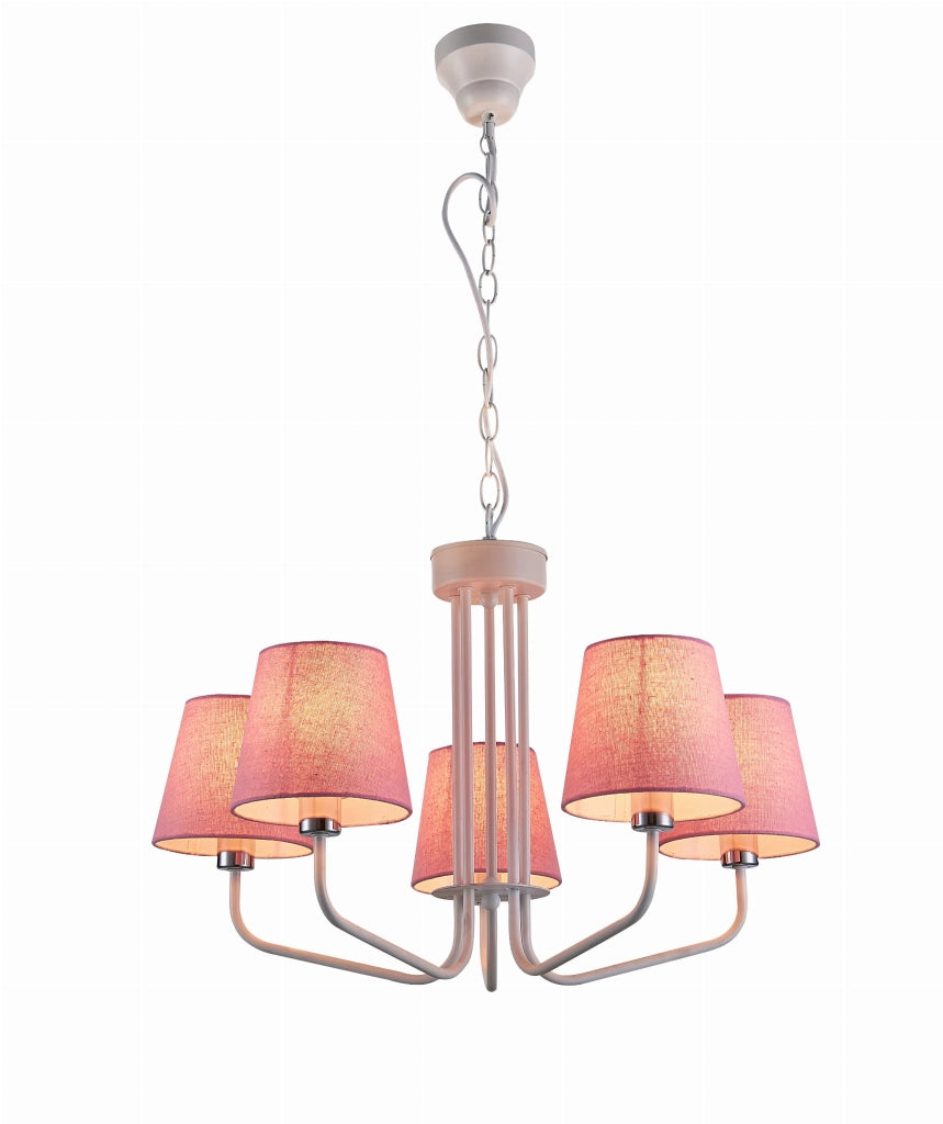 Lampadario Candellux York 5 luci E14 Ø72 rosa bianco