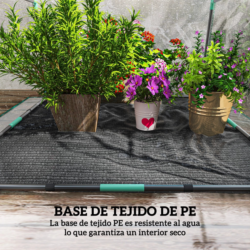 Serra da Giardino con Porta e Base Impermeabile ¨C Xylo ¨C Telaio Acciaio 90x90x105 cm Trasparente