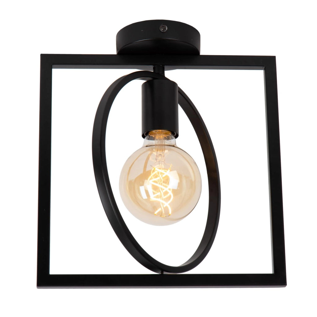Plafoniera vintage in metallo nera Lucide SUUS E27 40W