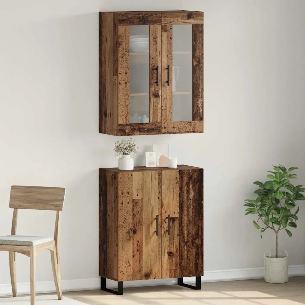 Credenza 2 pcs Legno vecchio Legno multistrato