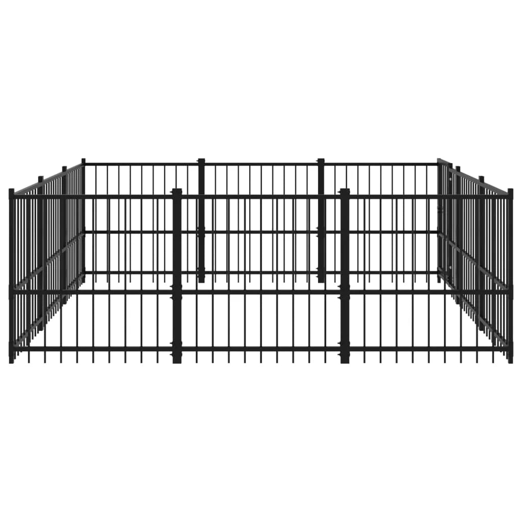 Gabbia per cuccia recinto per animali da esterno per cani in acciaio 8,47 m² nero 02_0041884