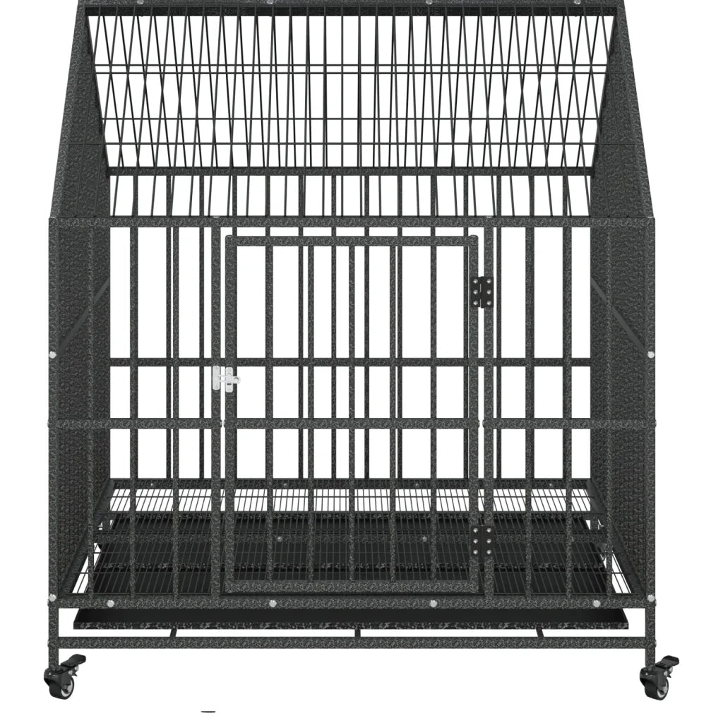 Gabbia per Cani con Ruote Nera in Acciaio Zincato CFW4251046