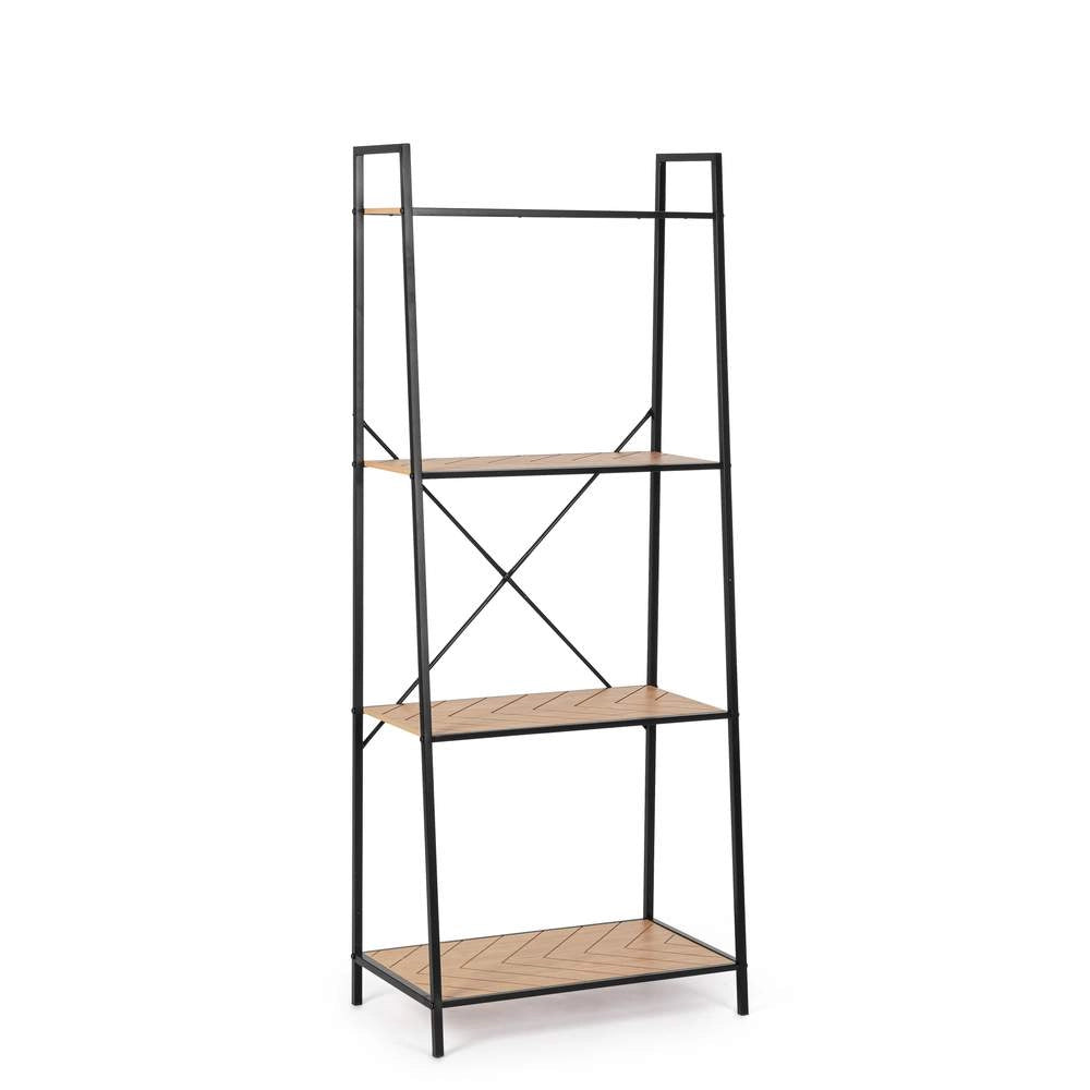 Libreria 4 Ripiani Haldor in Acciaio Nero Minimal Bizzotto